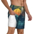 thumbnail image 3 of Balery Palm Trees Mens Swim Trunks Swim Shorts for Men Quick Dry Inseam Beach Shorts with Compression Liner Pocket-Small, 3 of 9