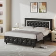 thumbnail image 7 of 4 EVER WINNER Full Bed Frame, Upholstered Platform Bed Frame with Headboard and Footboard, Diamond Headboard and Footboard Design, Black, 7 of 7
