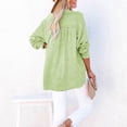 thumbnail image 4 of Linen Shirts for Women Summer Tops Casual Gauze Button Neck Long Sleeve Oversized Blouses Tops Lightweight Loose V Neck Pullover Shirts Light Green 3XL, 4 of 6
