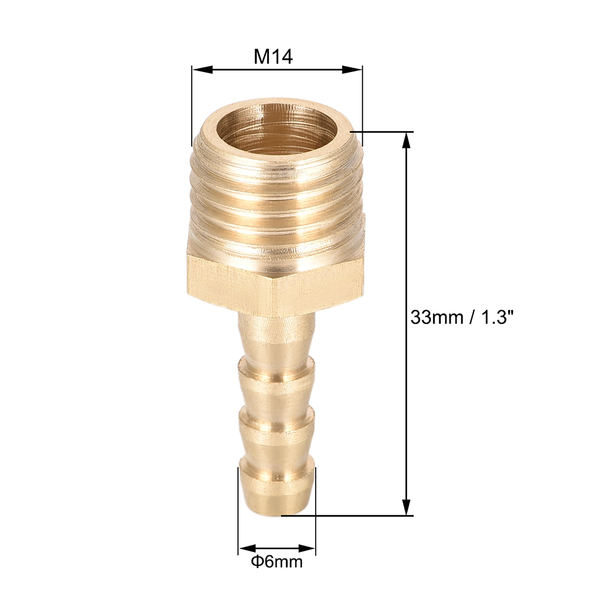 Brass Fitting Connector Metric M14x1.5 Male to Barb Hose ID 6mm 4pcs 