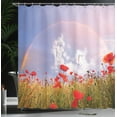 thumbnail image 4 of Ambesonne Floral Shower Curtain, Poppy Flowers on Meadow, 69"Wx84"L, Red Green Blue, 4 of 5