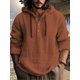 thumbnail image 3 of QUTETN New And Linen Shirt, Hooded Sweatshirt, Long Sleeves, Breathable, Solid Color, Button Up Top, Casual Daily Wear, Men's Wear, 3 of 4