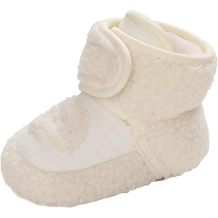

QWZNDZGR Baby Cozy Fleece Snow Booties Warm Lined Stay On Toddler Soft Winter Warm Crib Booties Shoes House Slipper Crib Shoes