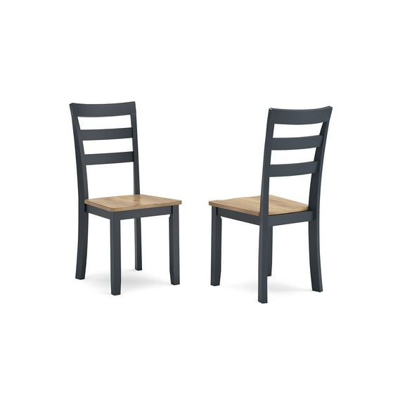 Signature Design by Ashley Gesthaven Solid Wood Frame Dining Chair, Set of 2, Slate Blue/Natural