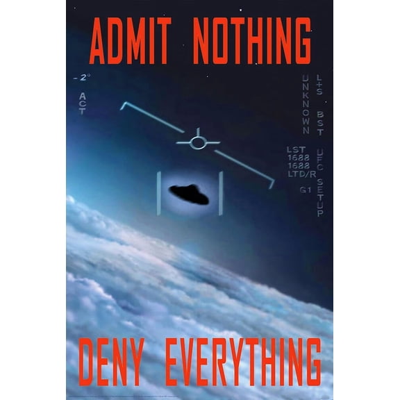 BUY ART FOR LESS Officially Licensed Admit Nothing Deny Everything UFO 24 x 36 Inch Art Poster - Decorative Print - Poster Paper - Ready to Frame