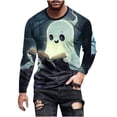 thumbnail image 2 of WXLWZYWL Halloween T Shirts for Men Funny Mens Long Sleeve T Shirt Round Neck Bat Print Pullover Sweatshirt Autumn Long Sleeve Shirts, 2 of 5