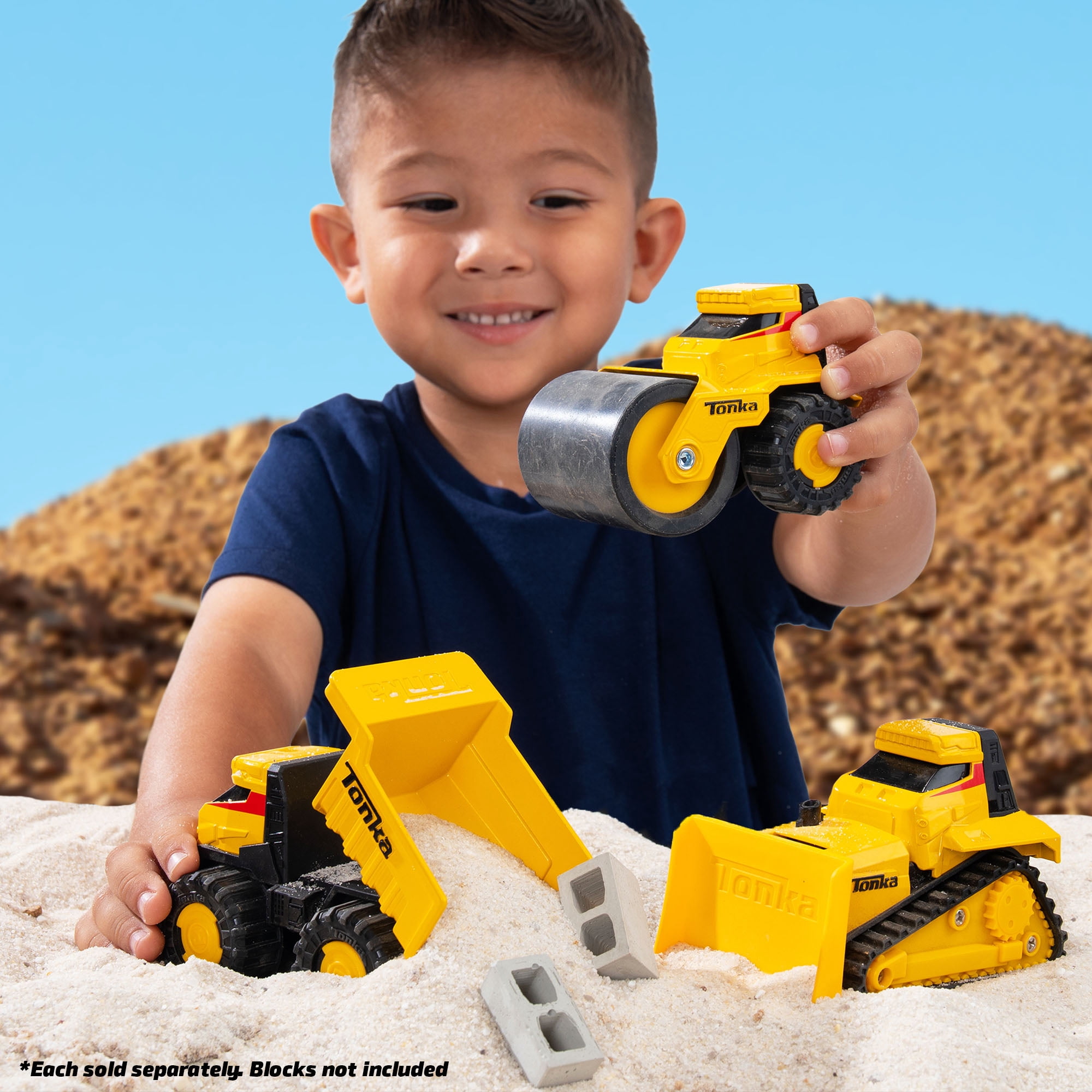 Tonka Steel Classics Titans - Bulldozer, Steam Roller, Dump Truck - 3 Pack Assortment