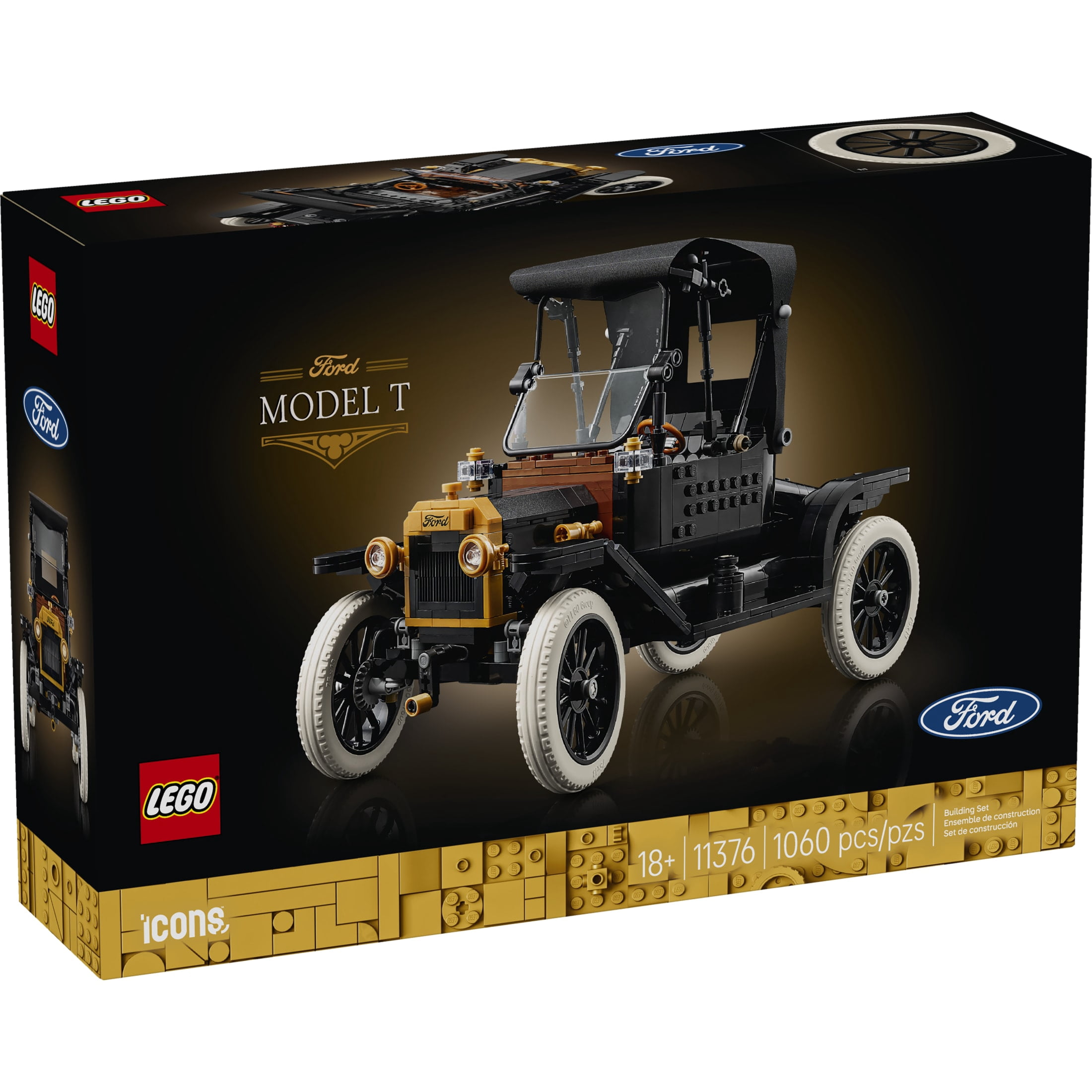 LEGO Icons Ford Model T Building Set for Adults - Collectible Kit with Detailed Features for Bedroom, Home Office, or Shelf Decor, Gift for Men, Women, & Car Fans Ages 18+ - 11376
