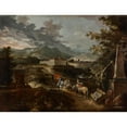 thumbnail image 2 of Ignaz Flurer 24x19 Black Ornate Framed Double Matted Museum Art Print Titled: Landscape with Stattenberg Castle (1730-1742), 2 of 5
