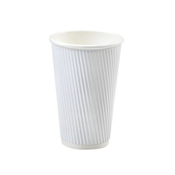 Pack of 500, White 20 Oz Groove Hot Paper Cups Made in USA w/Straight Groove Design Provides Insulation - No Sleeves Needed for Most Hot Drinks