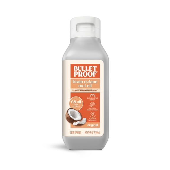 Bulletproof Brain Octane Oil Made with C8 Oil, 14 Ounces, MCT Oil Keto Supplement for Sustained Energy, Packaging May Vary