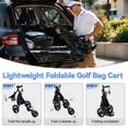 thumbnail image 2 of 3 Wheel Golf Push Cart, Foldable Golf Bag Cart with Ball Loading Aperture, Scorecard Board, Water Bottle Holder, Foot Brake-Black, 2 of 8