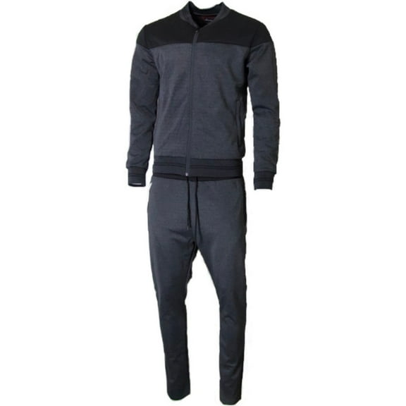 Men's Jogger 2-Piece Set Full Zip Solid Long Sleeve & Drawstring Pant Tracksuit