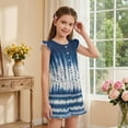 thumbnail image 4 of ZIATUBLE4S Blue Tie Dye Print Girls Summer Romper Kids Button Ruffle Trim Elastic Waist Short Jumpsuit Outfit Round Neck Playsuit Clothes with Pockets for 9-10 Y, 4 of 6