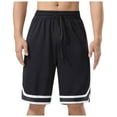 thumbnail image 2 of Athletic Shorts for Men High Street Solid Color Basketball Sports Shorts Cropped Pants Black S, 2 of 7