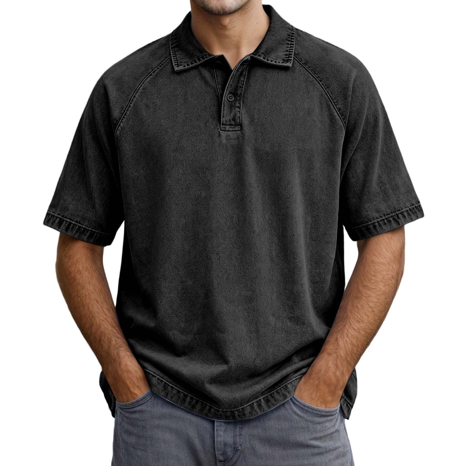 Rhuody T Shirts For Men Adult Referee Shirt V Neck Striped Sweatshirt Short Sleeved Top Retro Clothing Black M