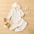 thumbnail image 2 of FRSASU Kids Jumpsuit Spring Girls Boys Solid Color Hooded Long Sleeved Jumpsuit Climbing Suit Fart Jacket Khaki Jacket and Trousers, 2 of 9