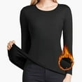 thumbnail image 3 of Thermal Undershirt for Women Long Sleeve Stretch Shirts Solid Color Round Neck Pullover Lined T Shirt Base Layer Tops Thermal Warm Soft Innerwear Everyday Comfort Womens Undershirts, 3 of 4