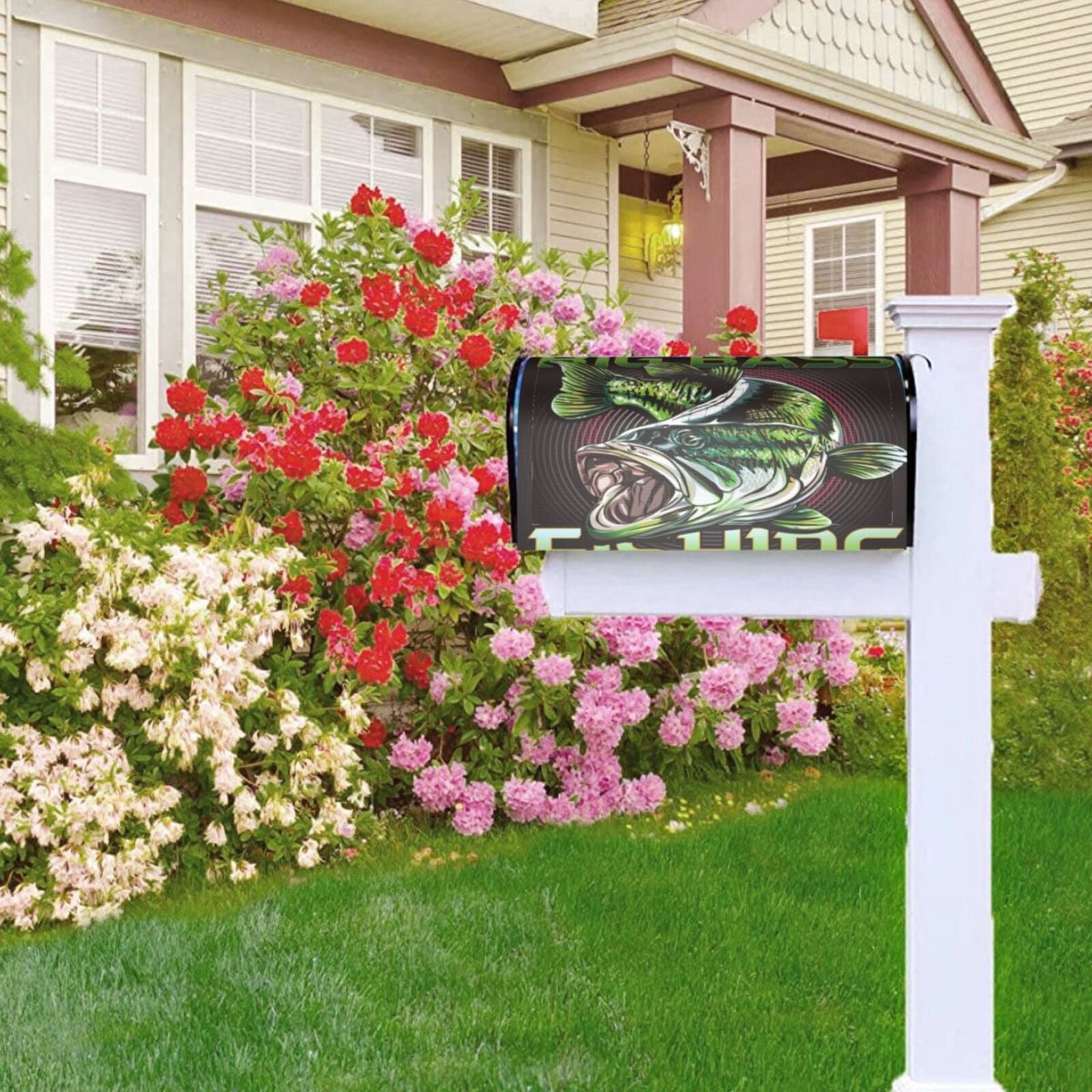 Xecao Big Bass Fish for Mailbox Cover with Magnetic Strips, Waterproof and Sunscreen, Adds a Decorative Touch to Your Garden Yard-25.5x21 in