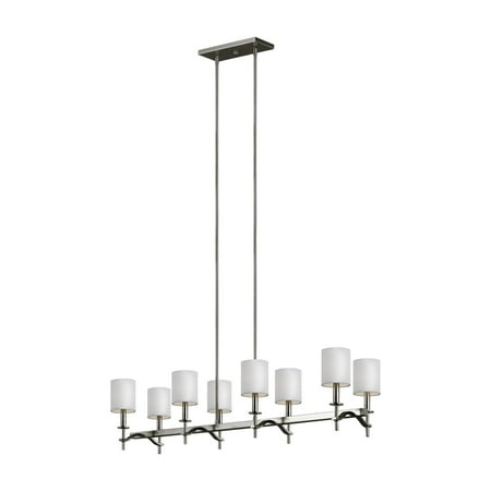 Sea Gull Lighting F3312/8SN Hewitt Eight Light Linear Chandelier Hanging Modern Fixture, Satin Nickel