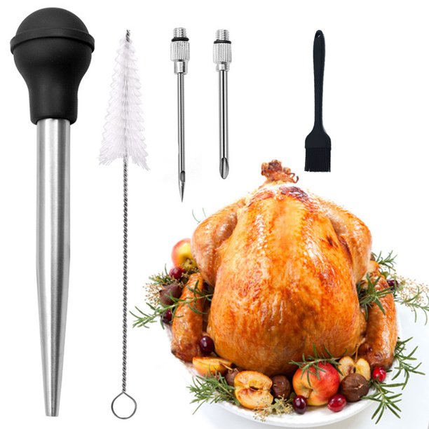 Stainless Steel Turkey Baster Syringe for Cooking 5 Piece Set