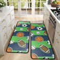 thumbnail image 4 of Kitchen Rugs Sets Of 2,Green Striped Sports Balls Pattern Anti Fatigue Kitchen Mat Rugs Non Slip Washable,Decorative Kitchen Floor Mats for Kitchen,Sink,Laundry,17"x47"+17"x47", 4 of 5