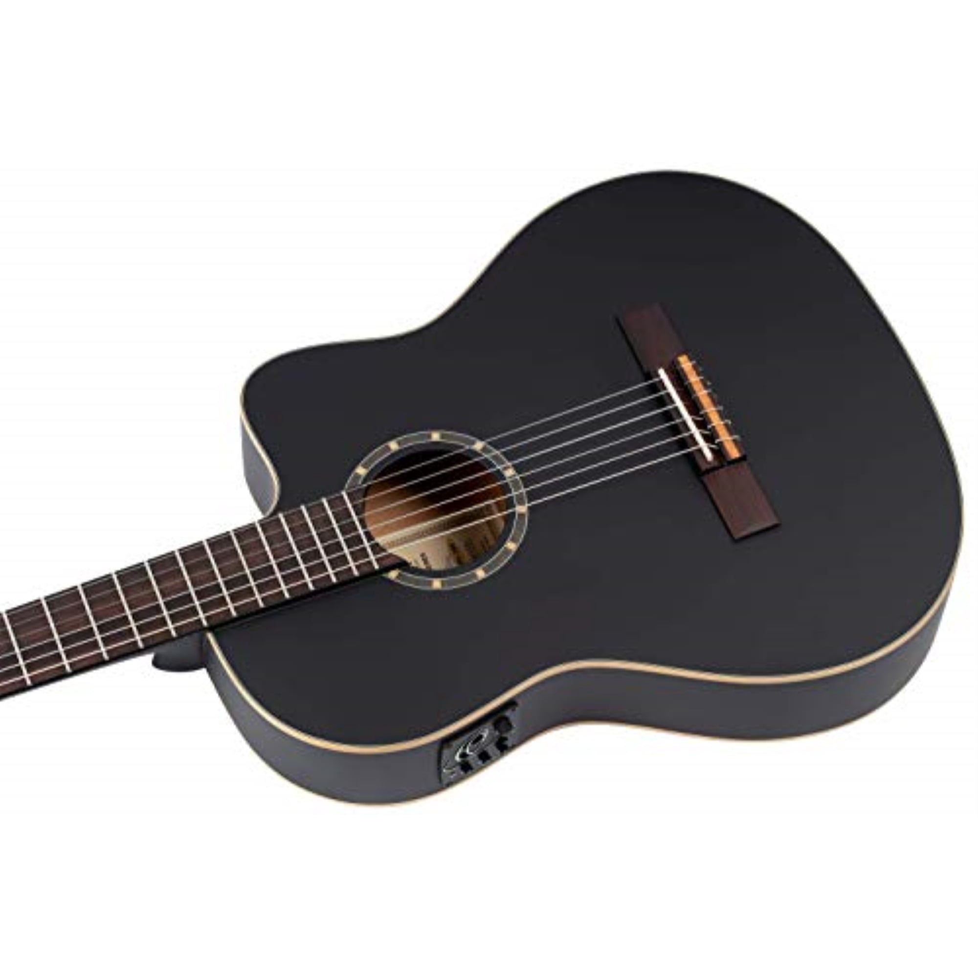 Ortega RCE125SN Family Series Thinline Acoustic-Electric Classical Guitar Satin Black