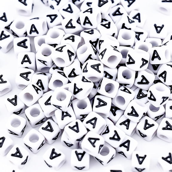 BZCOE 500Pcs Square Vowel Letter Beads a 6X6Mm Individual White Alphabet Beads for Friendship Bracelets Making Letter Beads for Bracelets