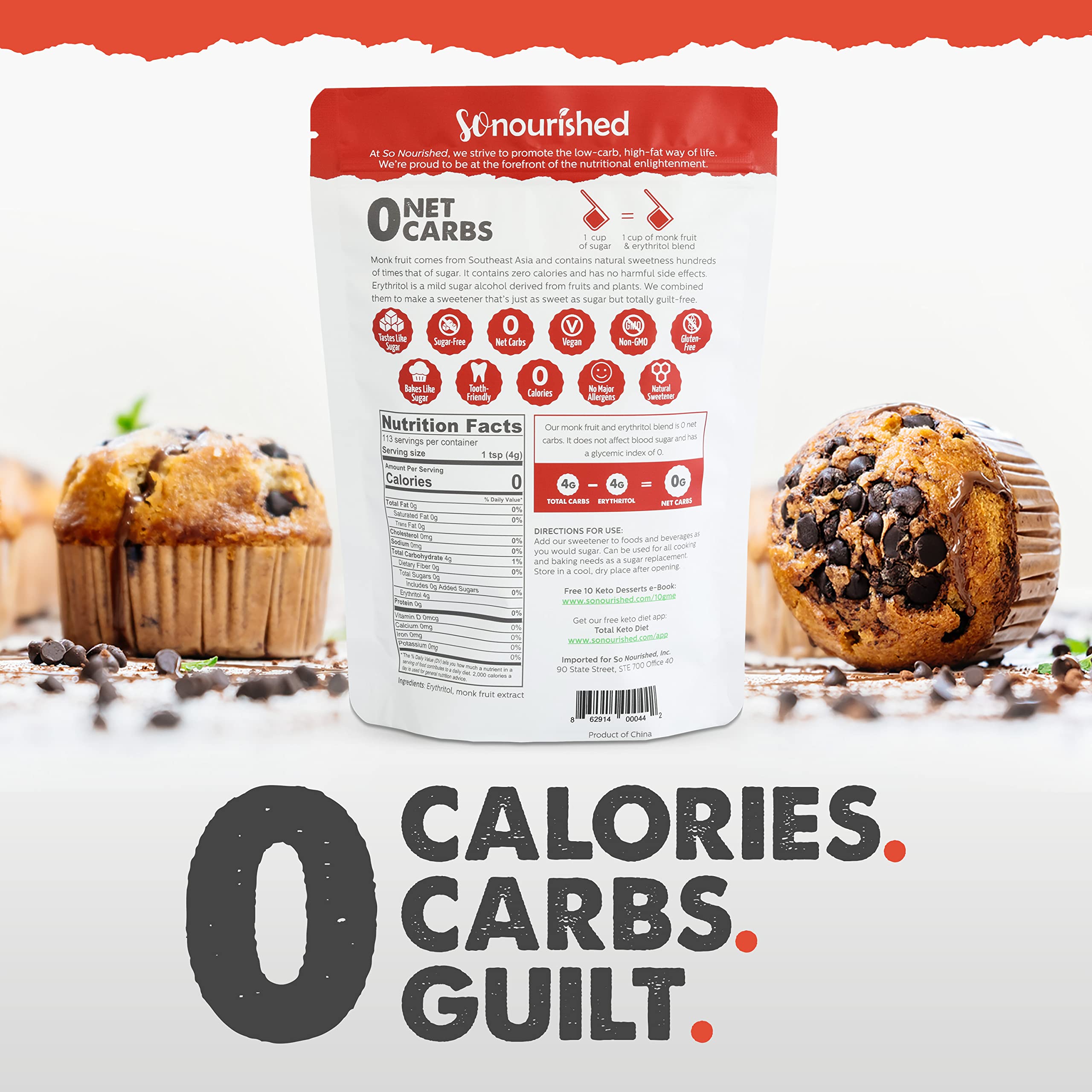 So Nourished Monk Fruit Sweetener With Erythritol Granular - 1