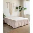 thumbnail image 2 of Orange Stripe Wrap Around Bed Skirts for Queen Bed 16" Drop,Bed Skirt with Adjustable Elastic Belt Dust Ruffle Bed Valance for Bedroom Hotel Modern Abstract Art Vertical Stripes Beige Bed Frame Cover, 2 of 7