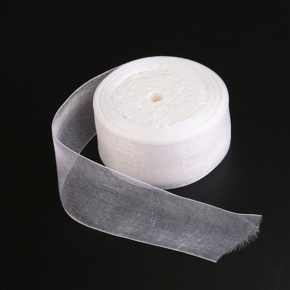 OUNONA 25m * 4cm Organza Ribbon Wedding Festive Party Decor Packing Ribbon DIY Accessories Decoration (White)