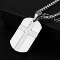 thumbnail image 3 of HZMAN Isaiah 41:10 Jewelry, Stainless Steel cross Dog Tag Necklace STRENGTH Bible Verse (Silver), 3 of 7