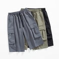 thumbnail image 5 of Hurxie Men's Capri Long Elastic Cargo Shorts Below Knee Shorts 3/4 Cotton Cargo Casual Shorts with Multi-Pockets Dark Gray,2XL, 5 of 7