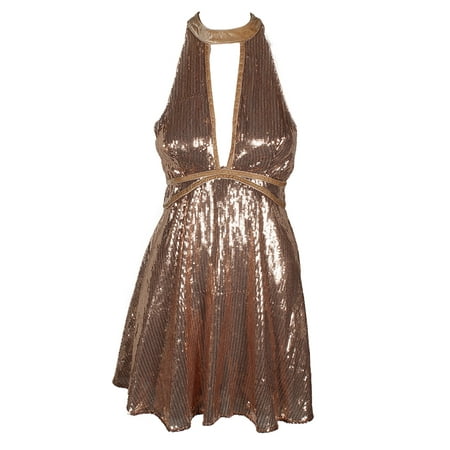 Free People Rose Gold Film Noir Sequin Mini Dress
