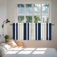 thumbnail image 4 of Navy Blue Khaki Striped Tier Curtains, Modern Minimalist Ombre Lines Light Filtering Kitchen Curtains, 2Pcs Rod Pocket Half Window Treatments Panels for Sink Cafe Cabinet Camper 27.5x36 Inches, 4 of 9