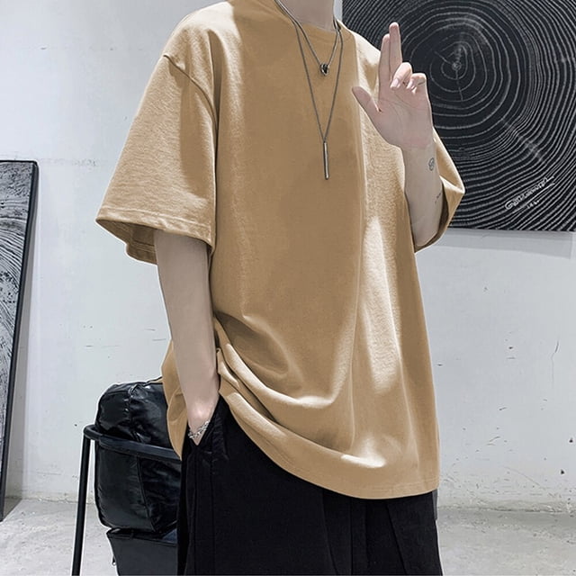 100% algodón cinco media manga hombres mujeres verano camiseta suelta de manga corta Casual camisa básica cuello redondo Color sólido de gran tamaño Tan Jianjun unisex