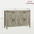 thumbnail image 2 of CoSoTower Buffet de Style Ferme avec 2 Tiroirs, 2 Armoires de Rangement et Tablettes Ajustables, Gris, 2 of 7