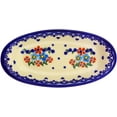 thumbnail image 2 of Polish Pottery 7¼-inch Condiment Dish (Hearts And Flowers Theme) Hand Painted in Boleslawiec, Poland + Certificate of Authenticity, 2 of 6