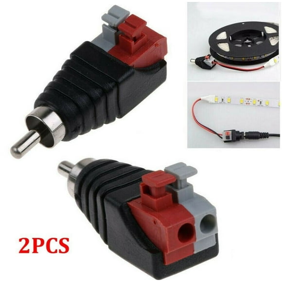 2PCS Speaker Wire A/V Cable to Audio Male for RCA Connector Adapter Press Plug