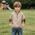 thumbnail image 2 of Hurxie Boy's Quarter Zip Pullover Lightweight Mock Neck Active Tops Kids Sweatshirts, Long Sleeve Golf Shirts School Fall Sports Clothes 110, 2 of 5