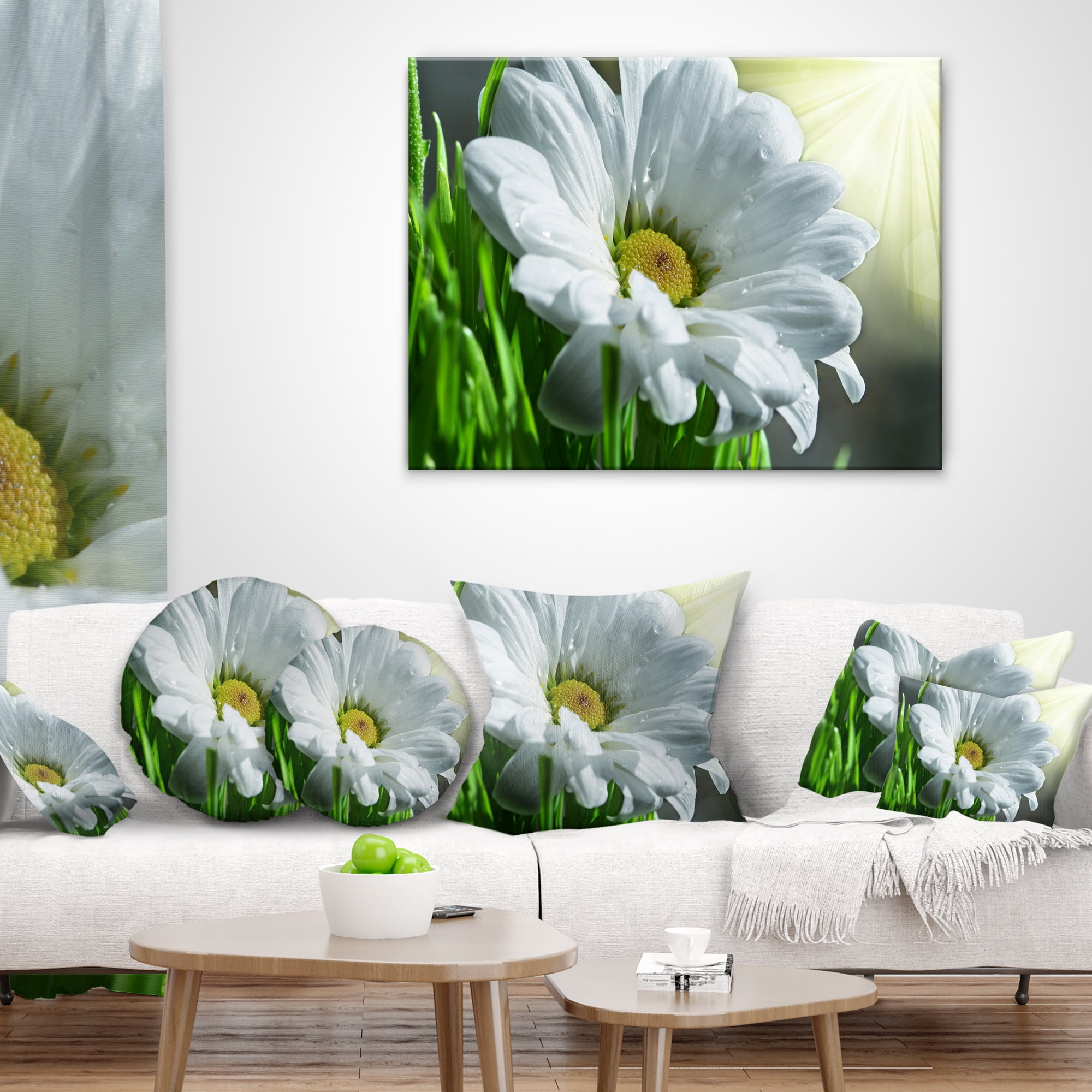 Designart 18" x 18" White Polyester Throw Pillow