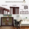 thumbnail image 5 of Pefilos 20"-80" Adjustable Wooden Dog Fence Indoor, Freestanding Pet Gates for Dogs, Step Over Dog Gate Extra Wide for House, Doorways, Stairs, Brown, 5 of 11