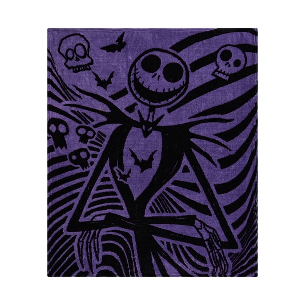 Cobertor Providencia Frazada Jacquard Jack Skellington Morado