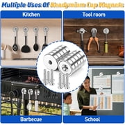 Grtard 4 Pack Neodymium Cup Magnets, 30LBS Holding Force Strong Rare Earth Magnets with Heavy Duty Countersunk Hole and Stainless Screws for Refrigerator,Office and Garage
