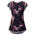 thumbnail image 2 of Gvmfive Women Summer Flared Short Sleeve Pleated Floral Tops Tunic Shirt Loose Blouse, 2 of 5