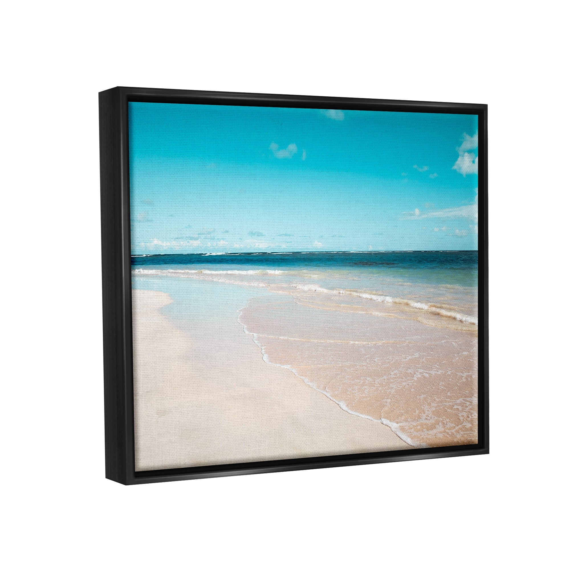 Stupell Industries Vivid Blue Panoramic Sky Sandy Beach Coast Photograph Jet Black Floating Framed Canvas Print Wall Art, Design by Danita Delimont
