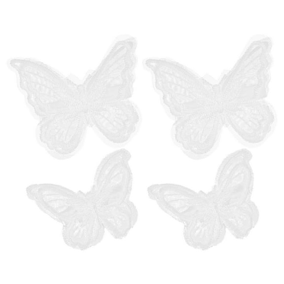 LULULION 4Pcs Embroidered Lace Butterfly Hair Clips White Hair Ornaments for Special Occasions