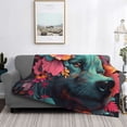 thumbnail image 2 of Naloa Colorful Flower Dog A Flannel Blankets - Thick and Warm Blanket for Winter, Soft Fuzzy Plush King Blanket for All Seasons40"x30", 2 of 6