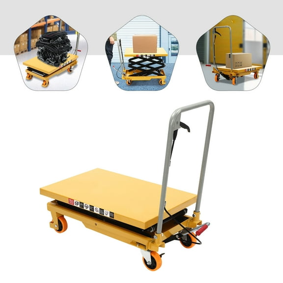 Hydraulic Lift Table Cart 770lbs 51" Lifting Height Double Scissor w/ 4 Wheels for factories, warehouses, supermarkets