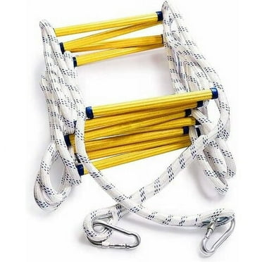 Lxiugva Fire Escape Rope Ladder Flame Resistant Fire Safety Ladder with 2 Carabiners - 3M